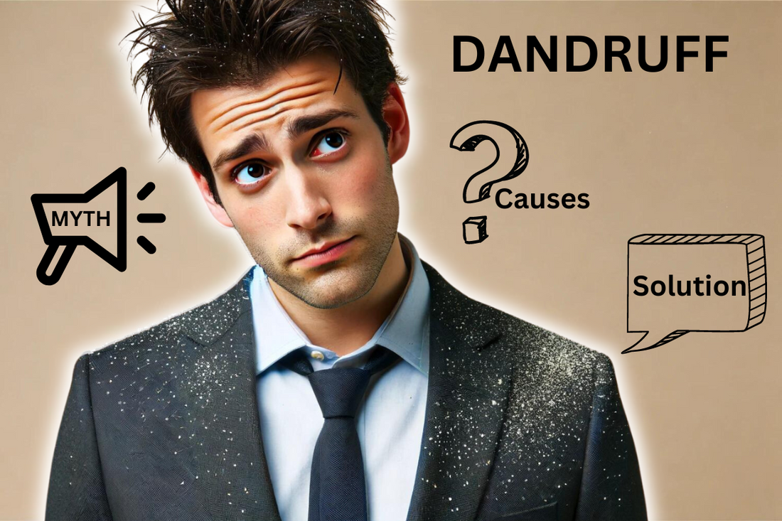 Worried man looking for solution for recurring dandruff as he was misled by myths and unaware of the scientific reasons behind dandruff