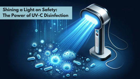 Illustration of UV light device in action, emphasizing the technology's effectiveness in sanitizing surfaces.